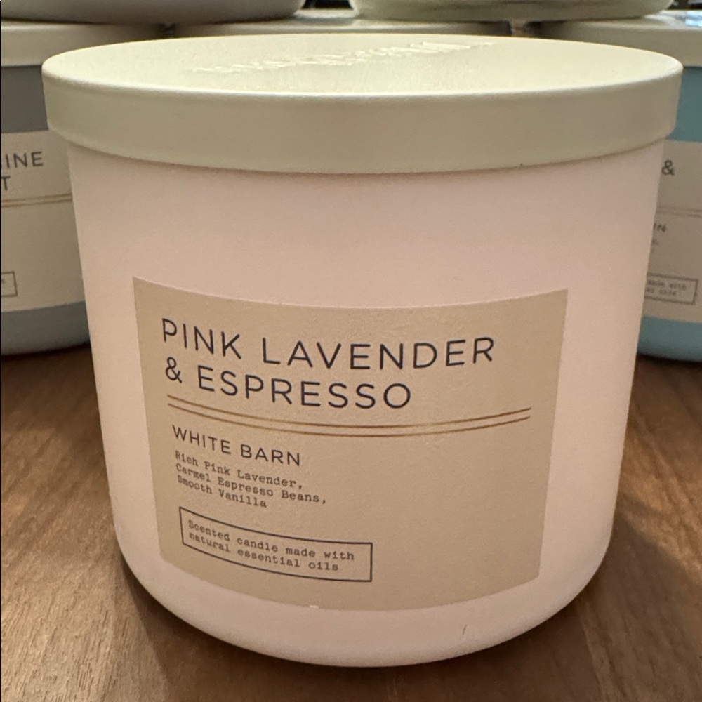 BBW / White Barn New 3-Wick Candle, Pink Lavender & Espresso, White Barn